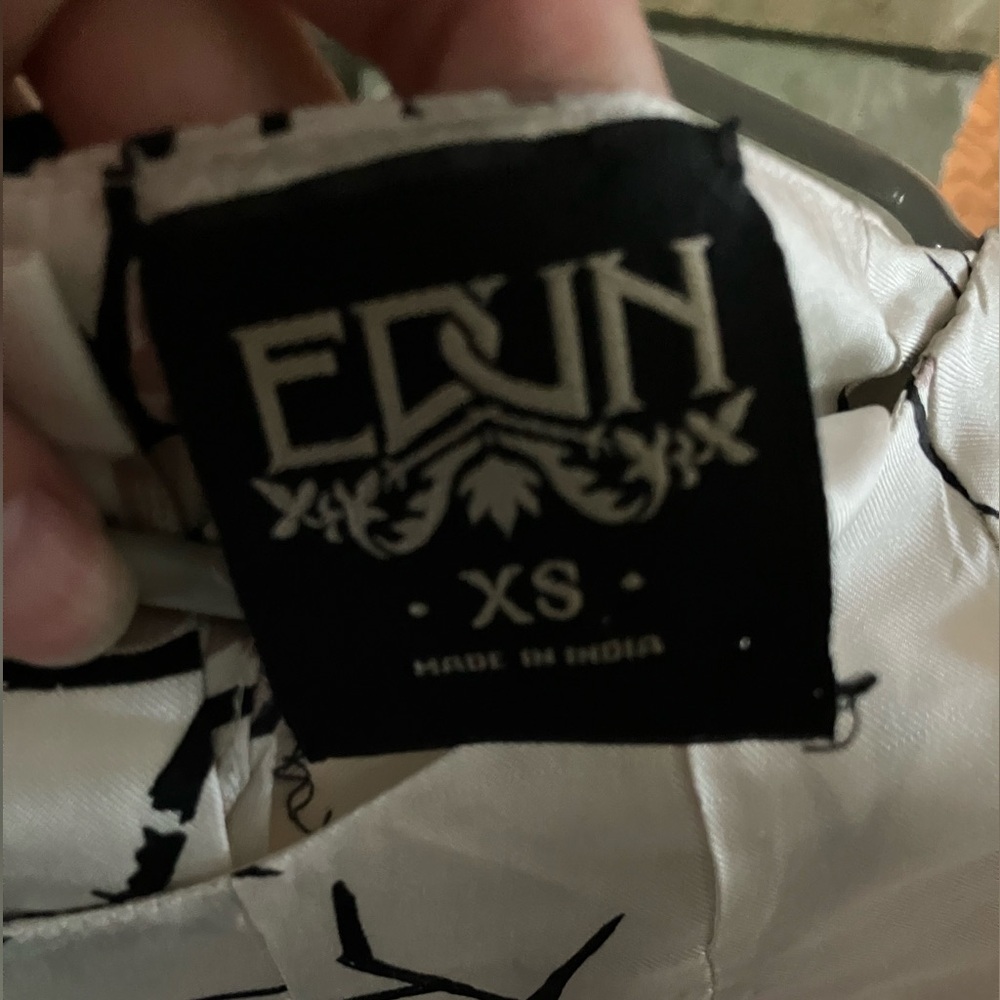 Rare EDUN 100% silk Ivory and Black Japanese Blossom Patterned Dress - Picture 8 of 10